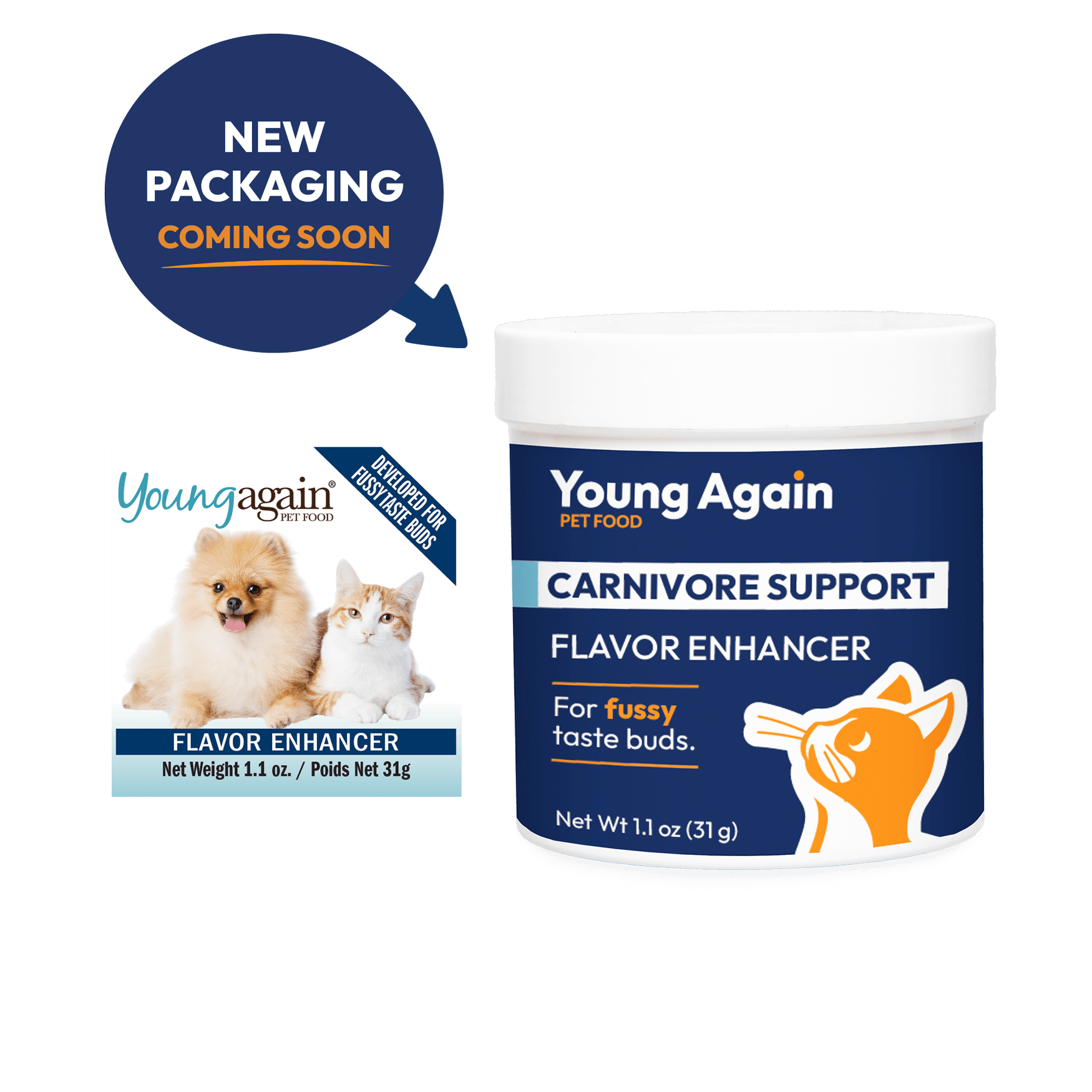 Young Again Carnivore Support Flavor Enhancer for Fussy Taste Buds - Developed for Finicky Foods for Cats, Dogs and Ferrets, New Packaging Coming Soon