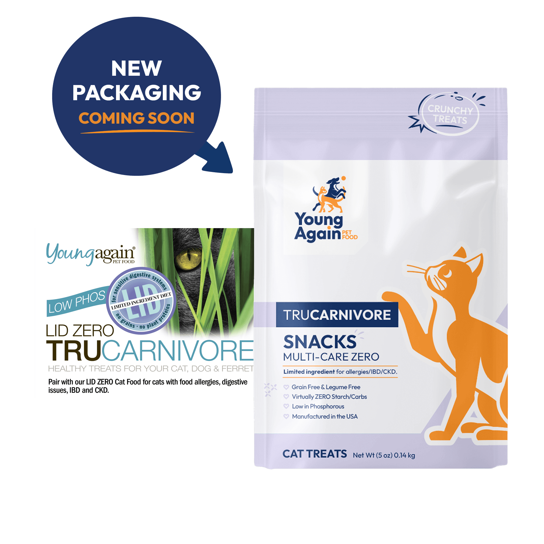 Young Again TruCarnivore Snacks Multi-Care Zero Cat Treats - Limited Ingredient for Allergies, IBD and CKD, Virtually Zero Starch and Carbs, Low Phosphorus, New Packaging Coming Soon